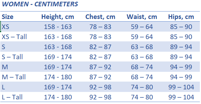 Size Chart ALOOPPA